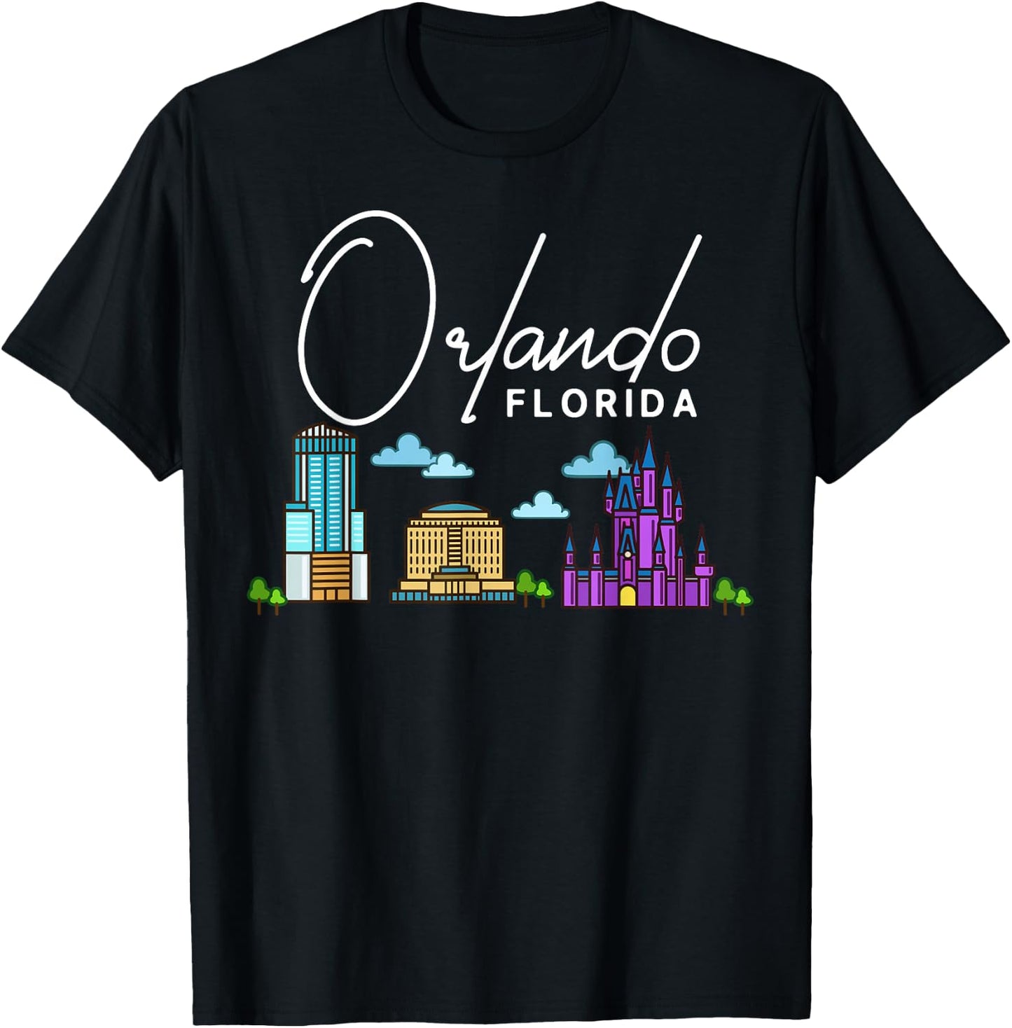 Orlando Florida City Skyline Map Travel T-Shirt - T-Shirt | Black