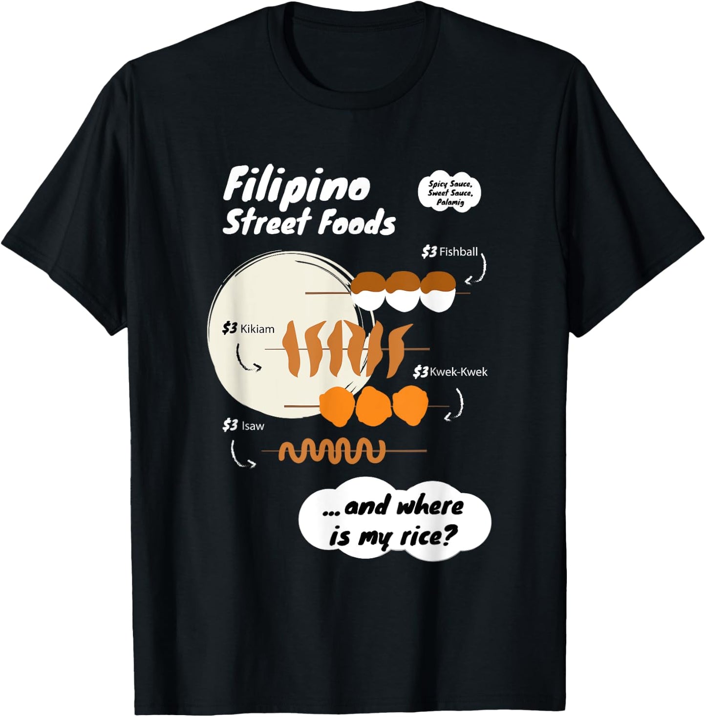 Funny Filipina Filipino Food Menu Rice Philippines T-Shirt - T-Shirt | Black
