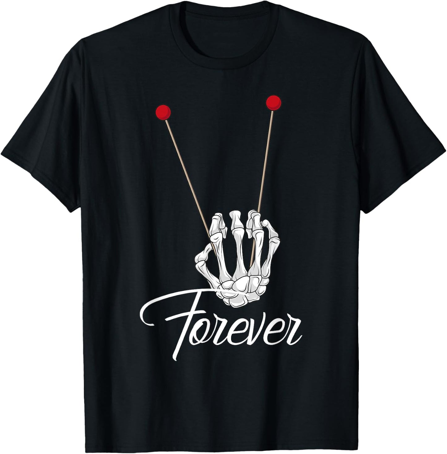 Mallets Forever - Marimba Xylophone Band Skeleton Hand T-Shirt - T-Shirt | Black