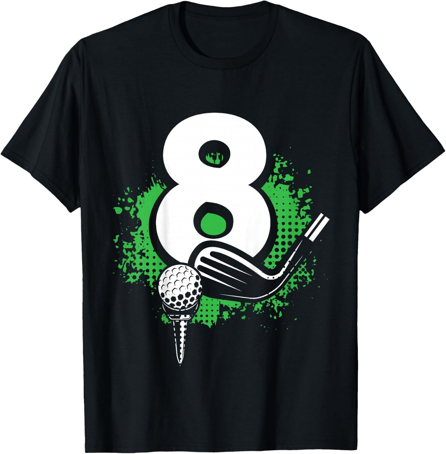 Kids 8th Birthday Boy Golf Player Golf 8 Years Old T-Shirt - T-Shirt | Black