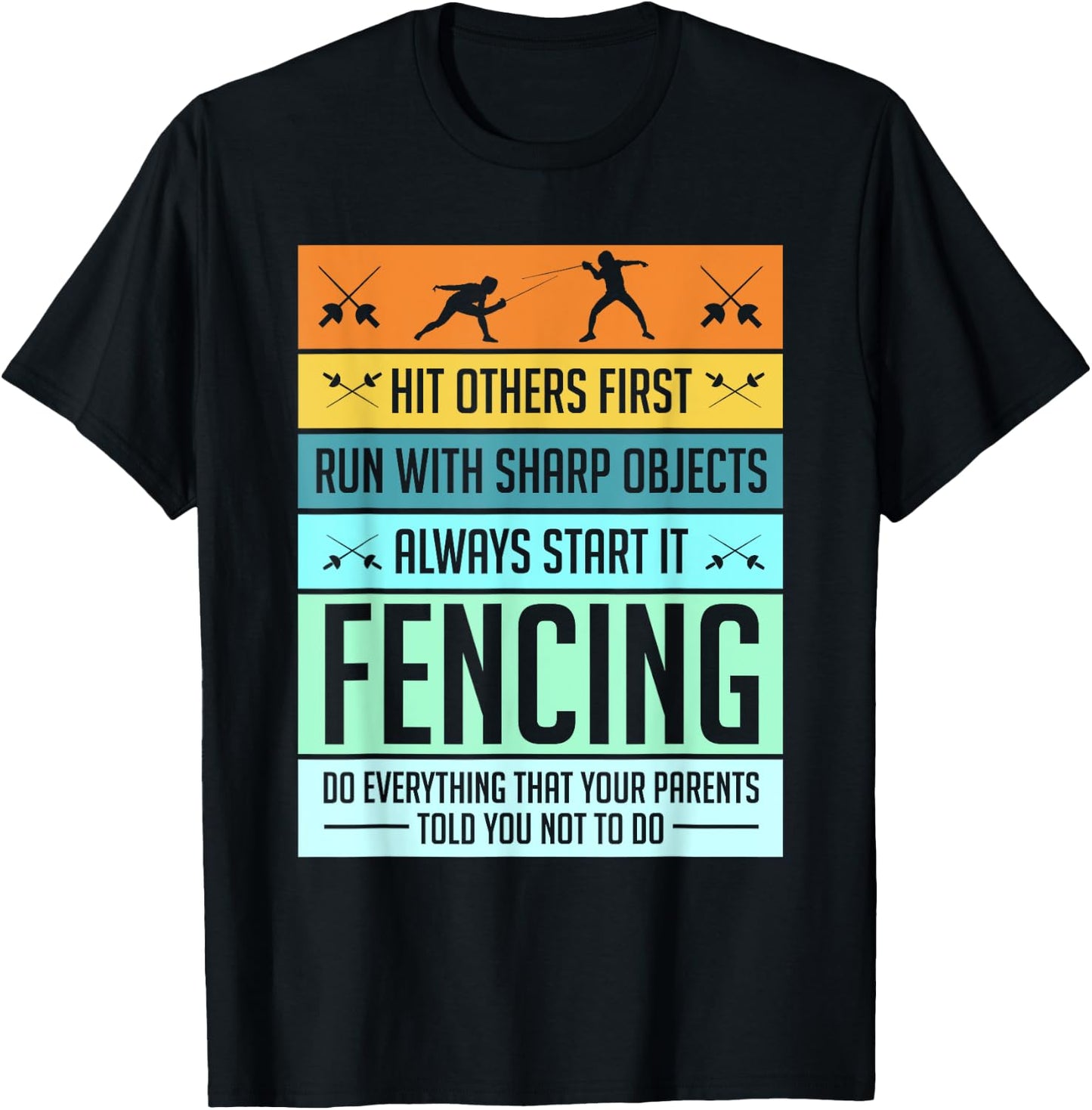 Funny Fencing Shirt Sport Pun Women Kids T-Shirt - T-Shirt | Black
