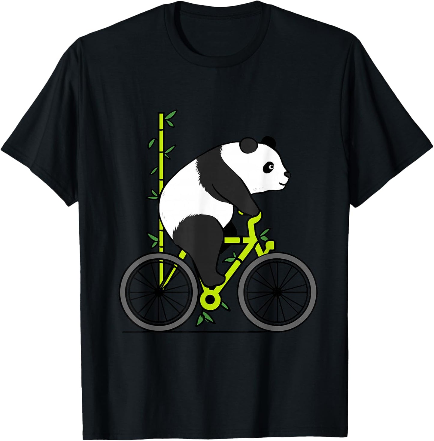 Panda Riding Bike T-Shirt - T-Shirt | Black