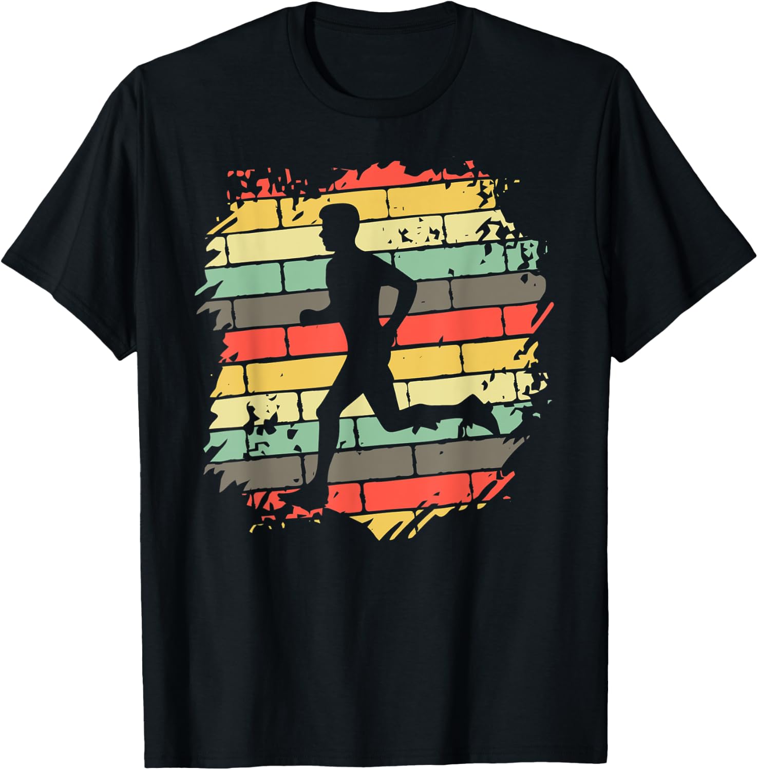 Vintage Runner Silhouette Shirt Urban Running Retro Graphic T-Shirt - T-Shirt | Black