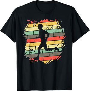 Vintage Runner Silhouette Shirt Urban Running Retro Graphic T-Shirt - T-Shirt | Black