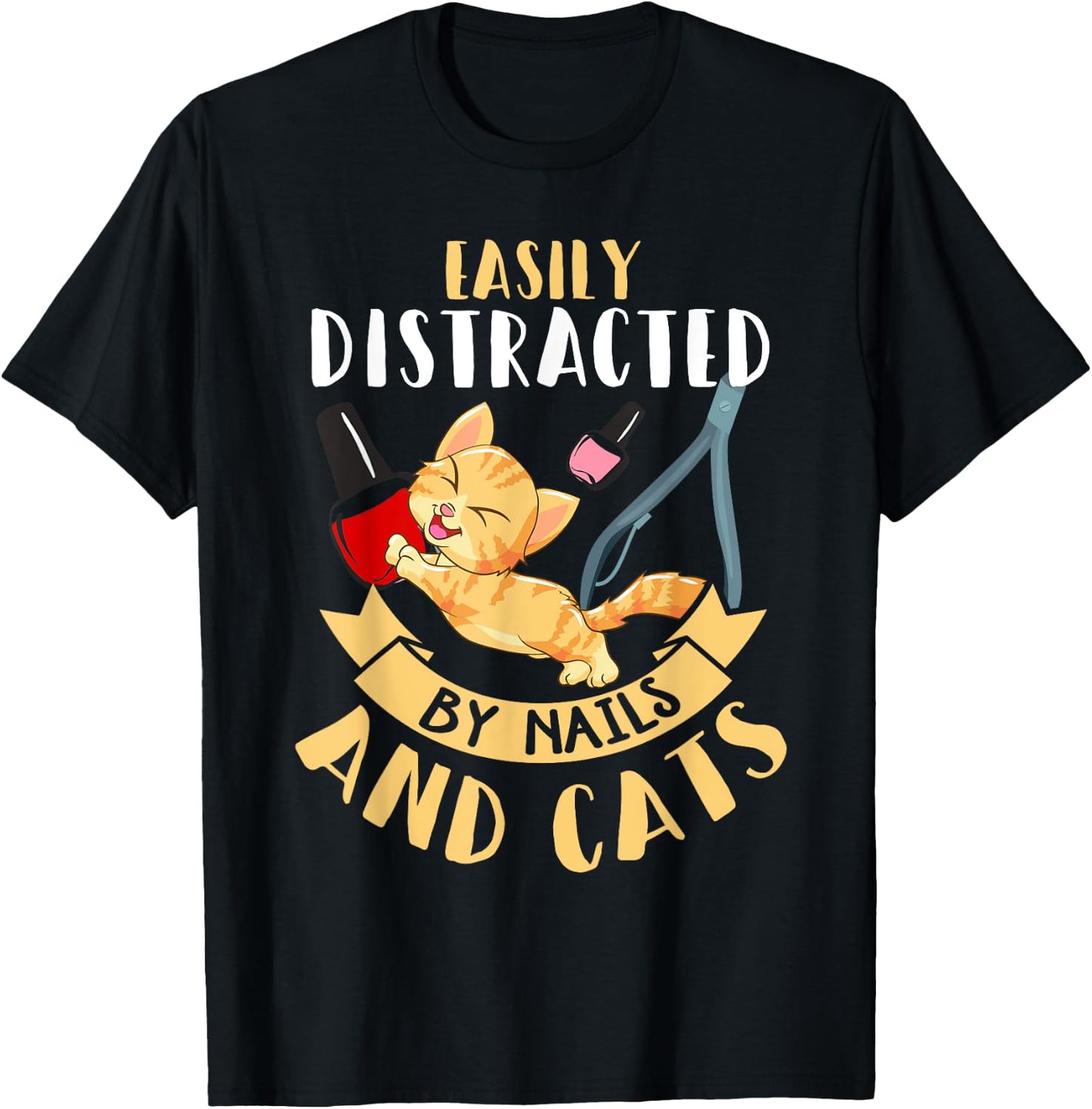 Nail Tech Shirt Funny Cat Lover Humor Nail Technician Gift T-Shirt - T-Shirt | Black