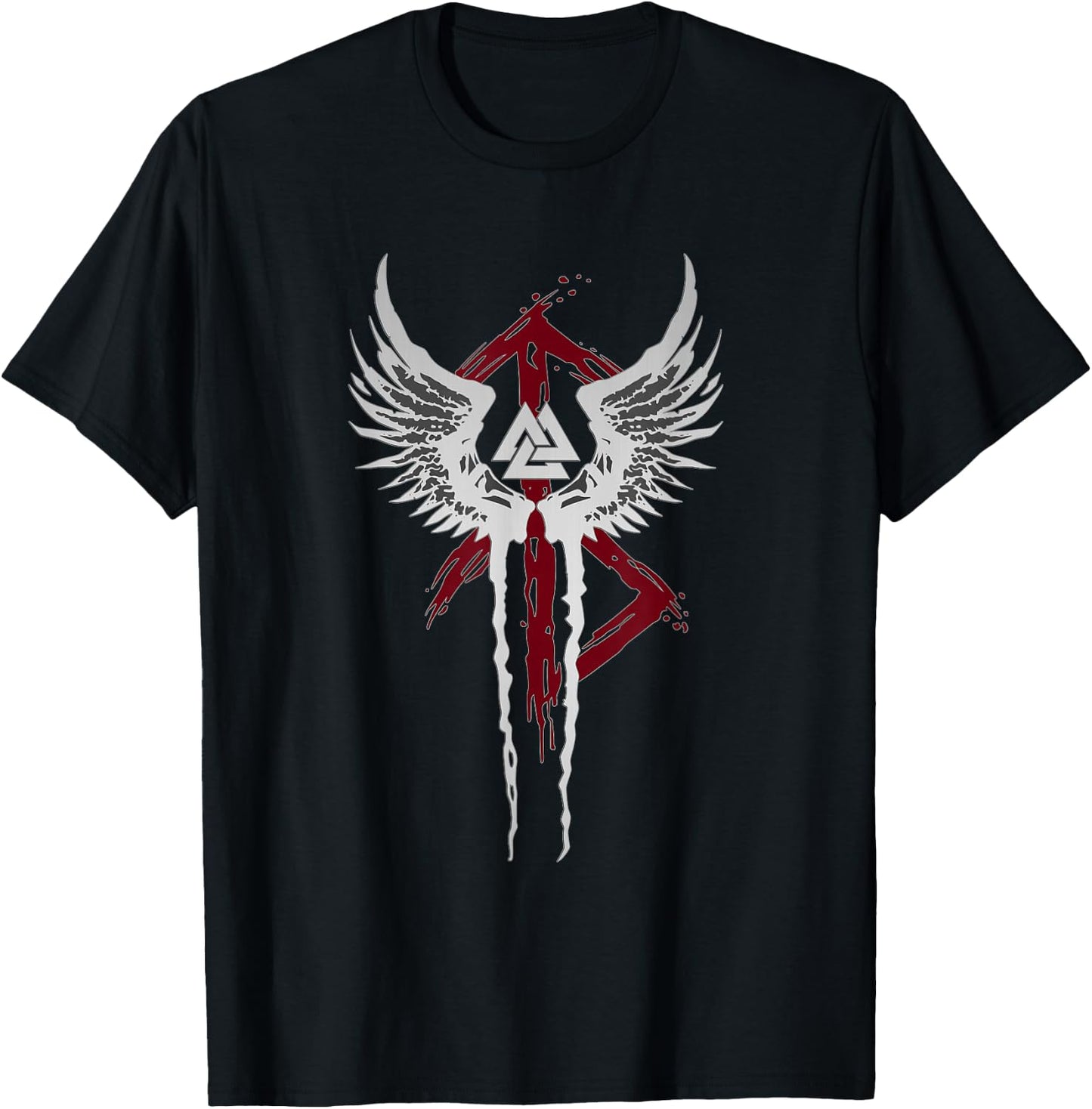 Valkyrie Symbol Valknut Odin Wings Vikings Asgard Valhalla T-Shirt - T-Shirt | Black