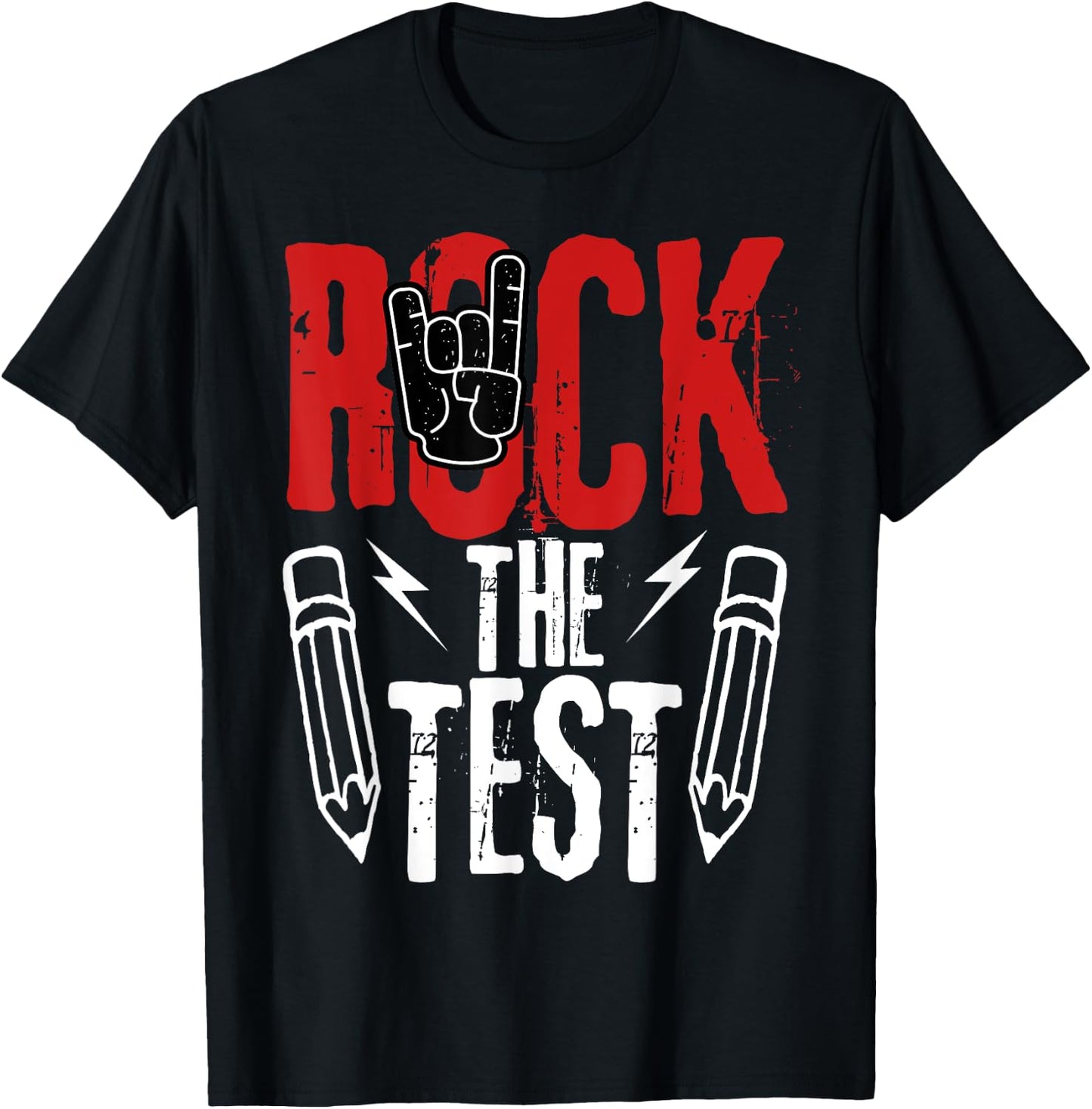 Test Day Rock The Funny Metal Teacher Student Testing Exam T-Shirt - T-Shirt | Black