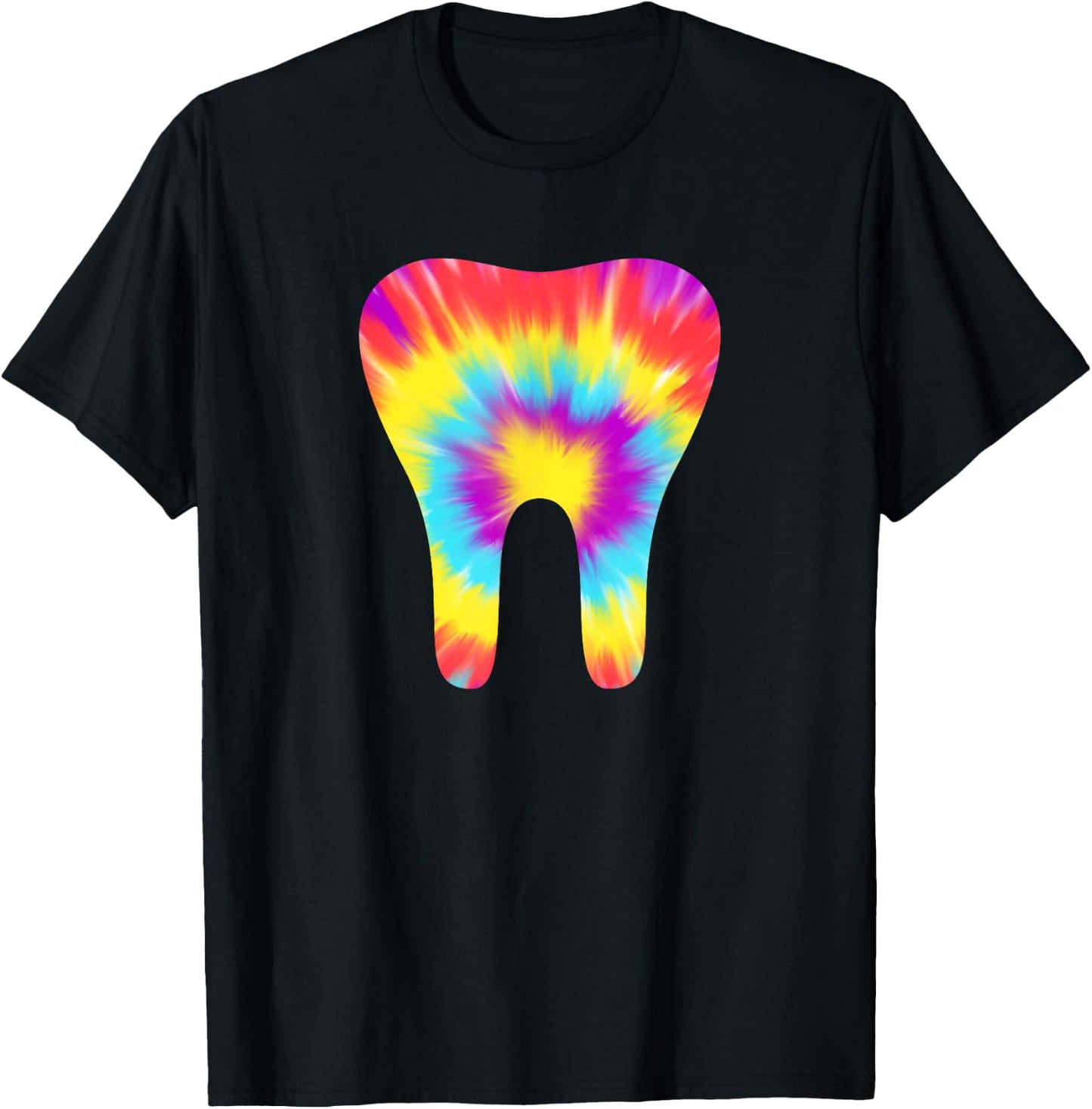 Tie Dye Tooth 60s Dentist Dental Hygiene Assistant Funny T-Shirt - T-Shirt | Black