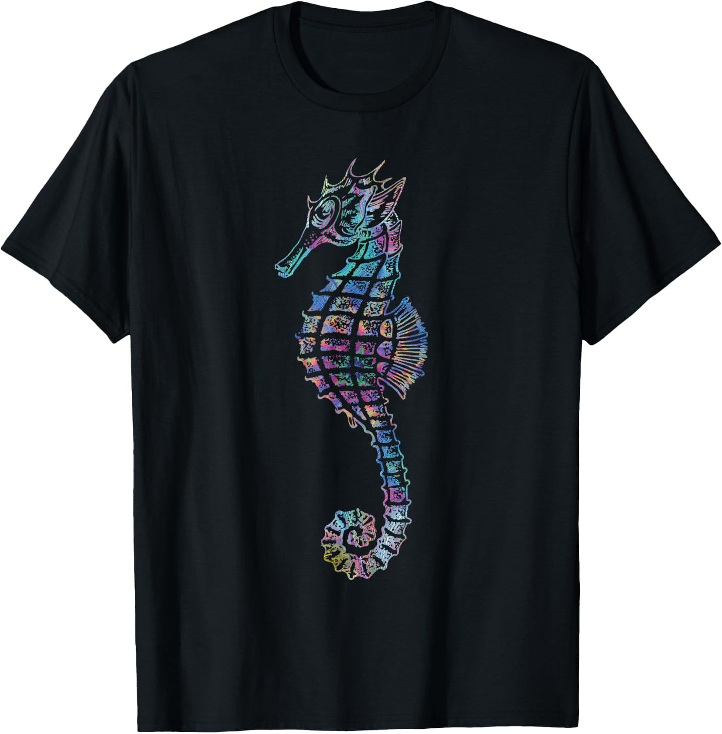 Psychedelic Seahorse Gift Colorful Ocean Trippy Sea Creature T-Shirt - T-Shirt | Black