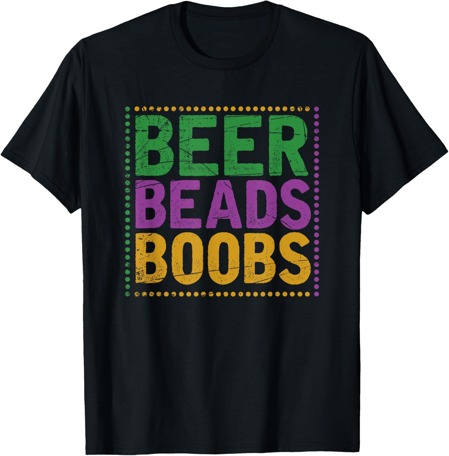 Beer Beads Boobs Funny Masquerade Mardi Gras T-Shirt - T-Shirt | Black