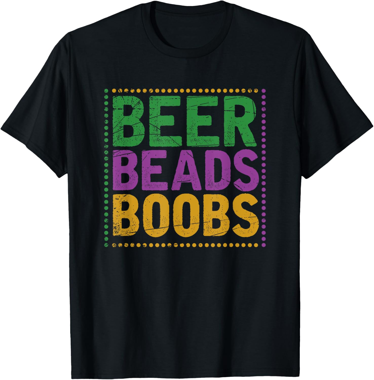Beer Beads Boobs Funny Masquerade Mardi Gras T-Shirt - T-Shirt | Black