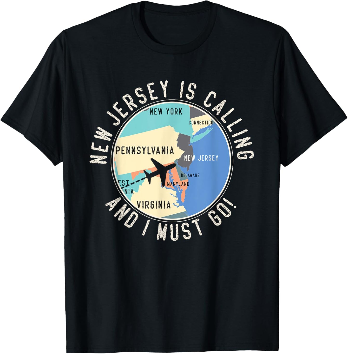 New Jersey Is Calling And I Must Go New Jersey State T-Shirt - T-Shirt | Black