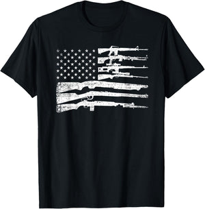 American Flag Guns Vintage 2nd Amendment Pro Gun T-Shirt - T-Shirt | Black