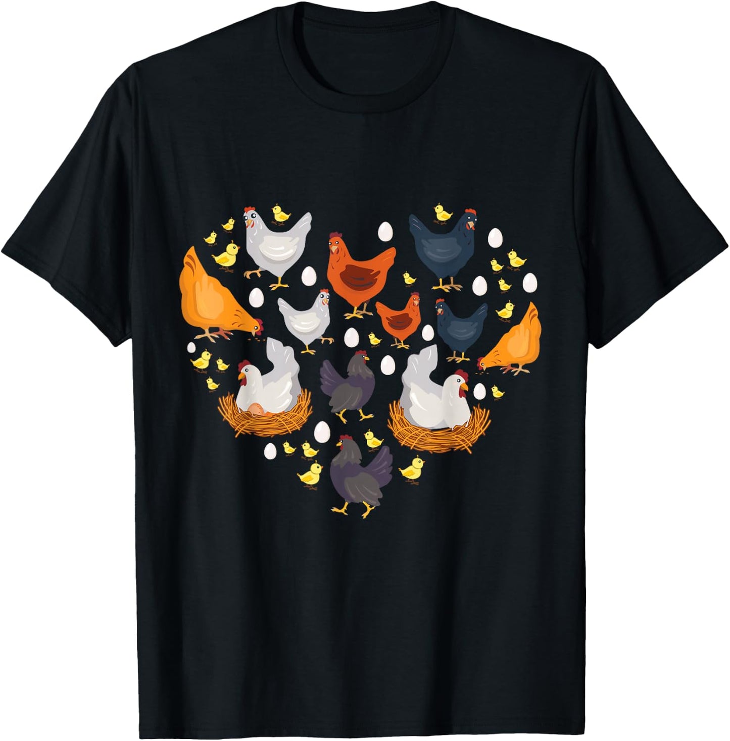 Chickens Heart Love Chicken Lady Women Men Kids Farmer Gift Small T-Shirt - T-Shirt | Black