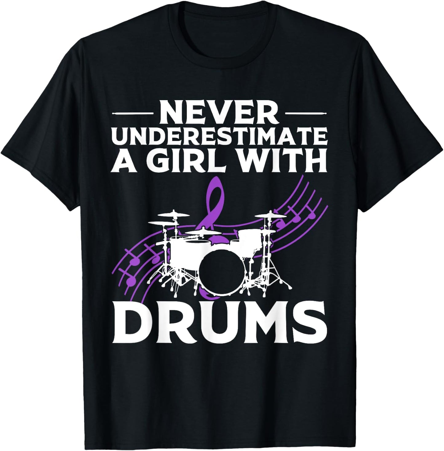 Funny Girl Drummer Gift Cool Rock And Roll Lady T-Shirt - T-Shirt | Black