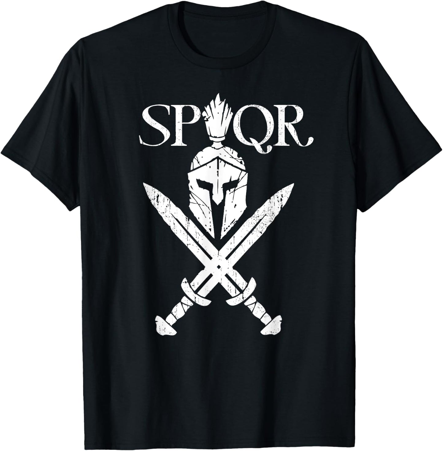 SPQR Roman Legion Soldier Gladiator Warrior Swords Helmet T-Shirt - T-Shirt | Black