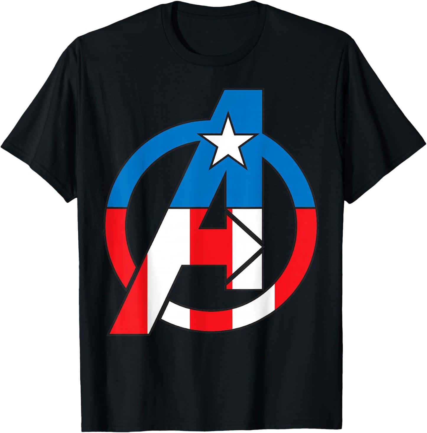Marvel Avengers Captain America Costume Fill Logo T-Shirt - T-Shirt | Black