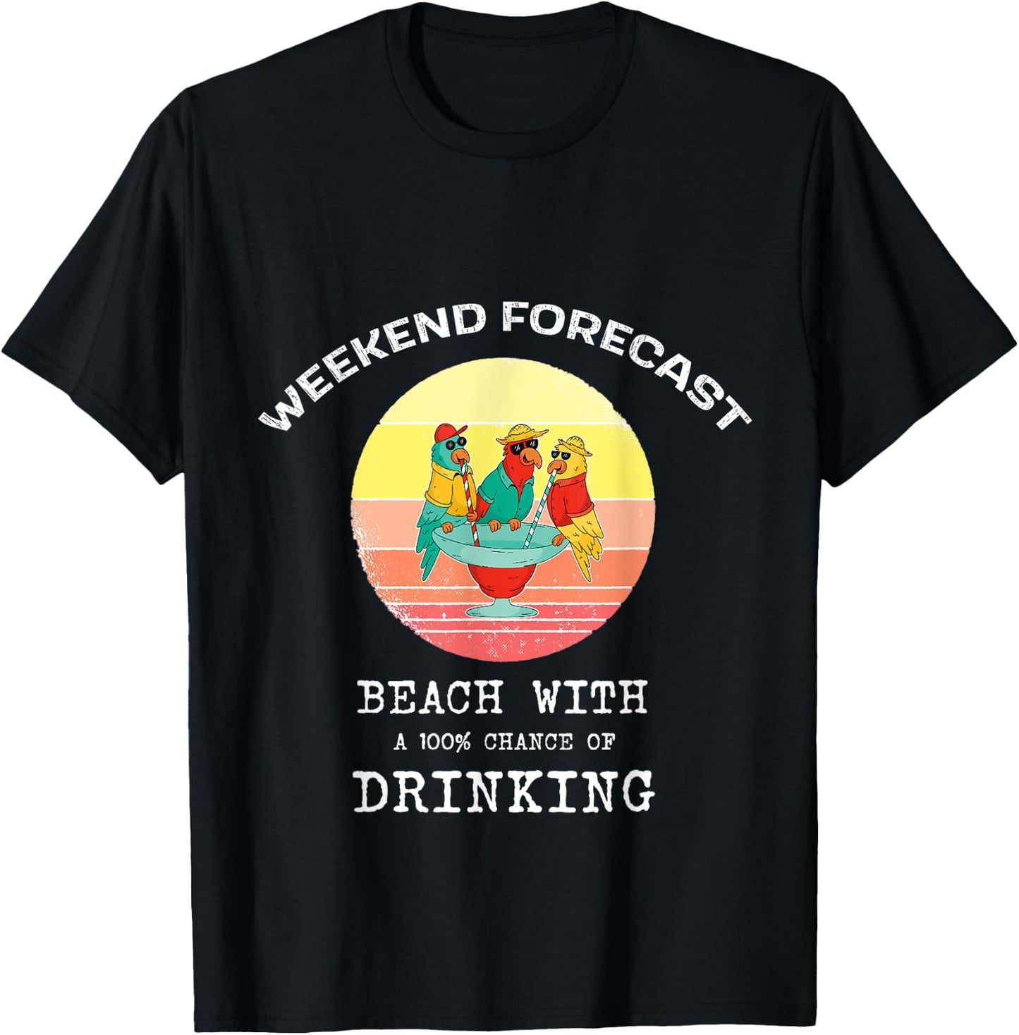 Funny Weekend Forecast Beach Drinking Women T-Shirt - T-Shirt | Black