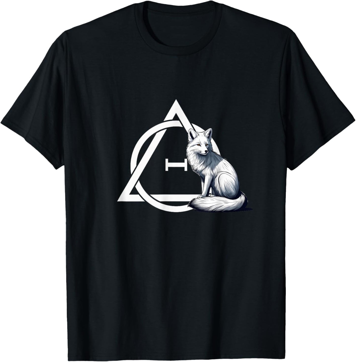 Theta Delta Symbol with Arctic Fox - Therian T-Shirt - T-Shirt | Black