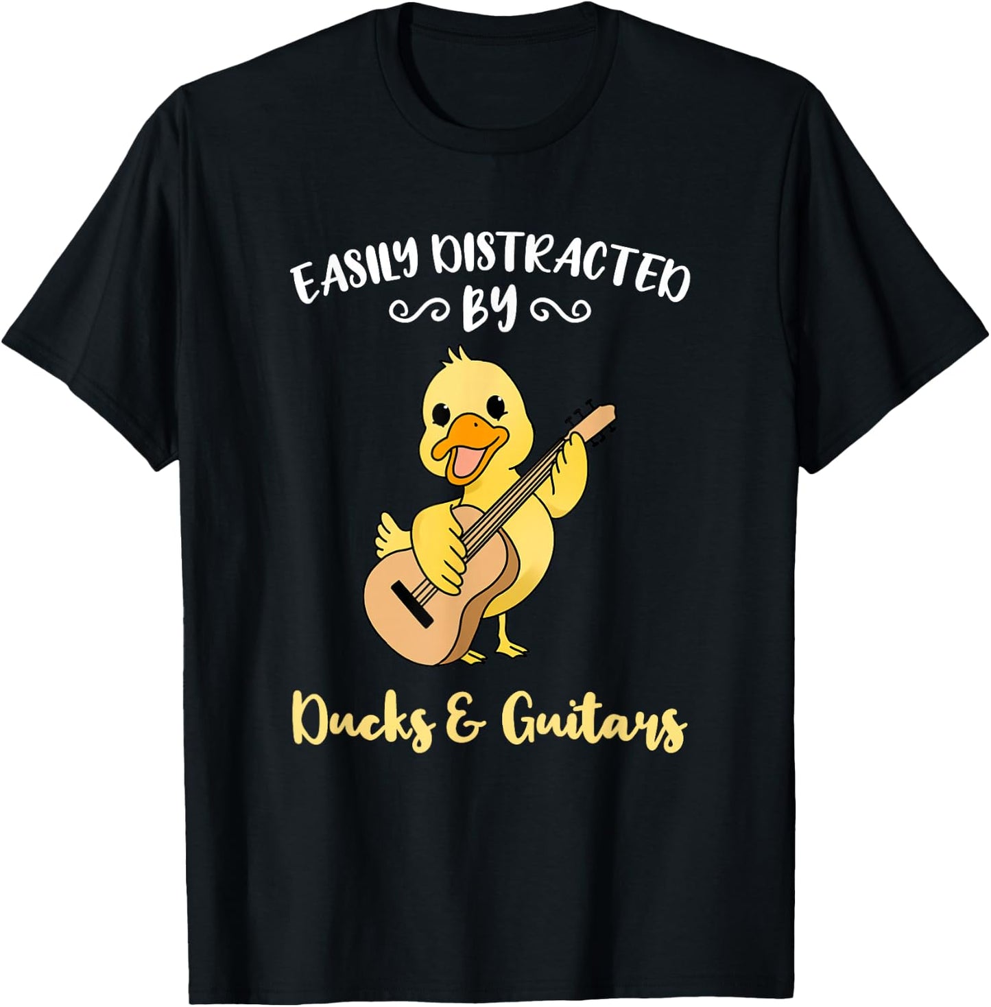 Easily Distracted By Ducks And Guitars T-Shirt - T-Shirt | Black