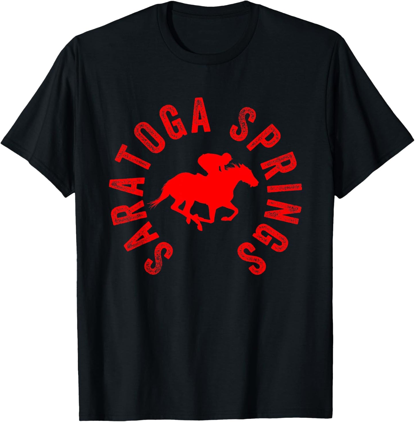 Saratoga Springs New York Horse Racing Jockey T-Shirt - T-Shirt | Black