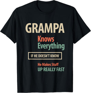Grampa Knows Everything Grandpa T-Shirt - T-Shirt | Black