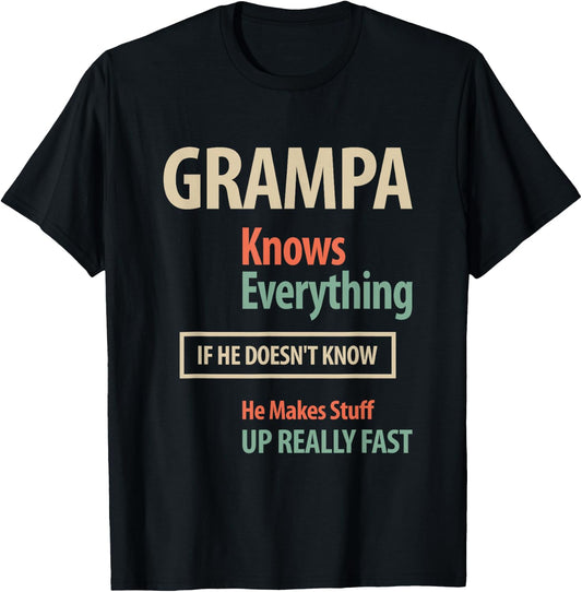 Grampa Knows Everything Grandpa T-Shirt - T-Shirt | Black
