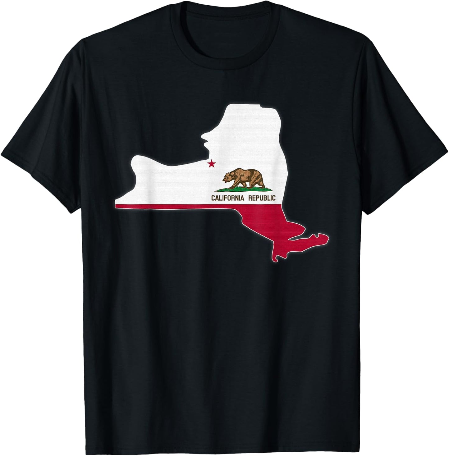 NEW YORK STATE MAP CALIFORNIA CA Flag Roots Men Women Gift T-Shirt - T-Shirt | Black