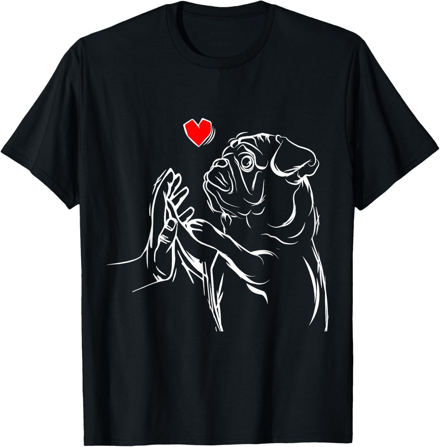 Pug Love Dog Women Girls T-Shirt - T-Shirt | Black