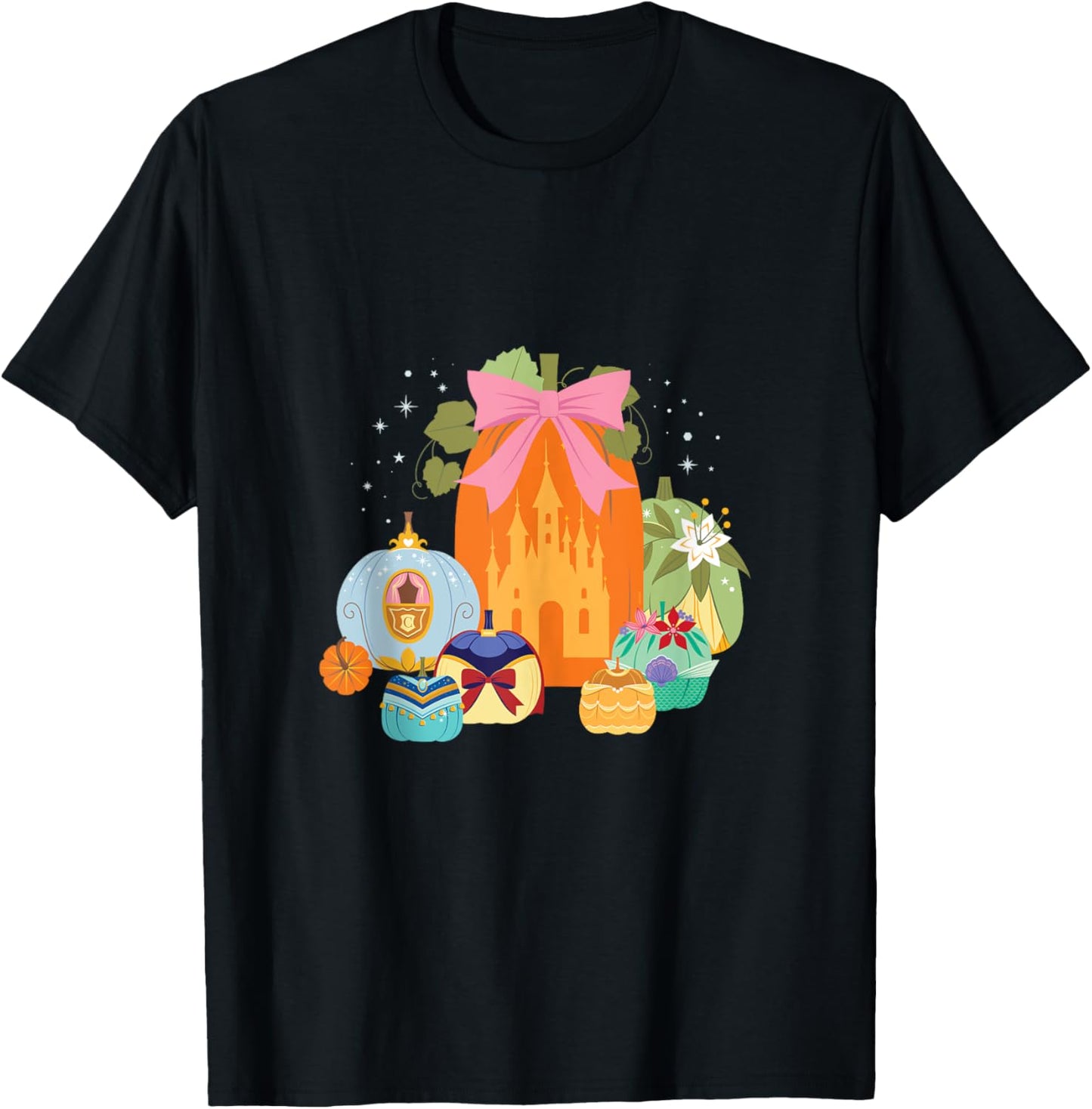 Disney Princess Pumpkins Fall Princesses and Pumpkin Castle T-Shirt - T-Shirt | Black