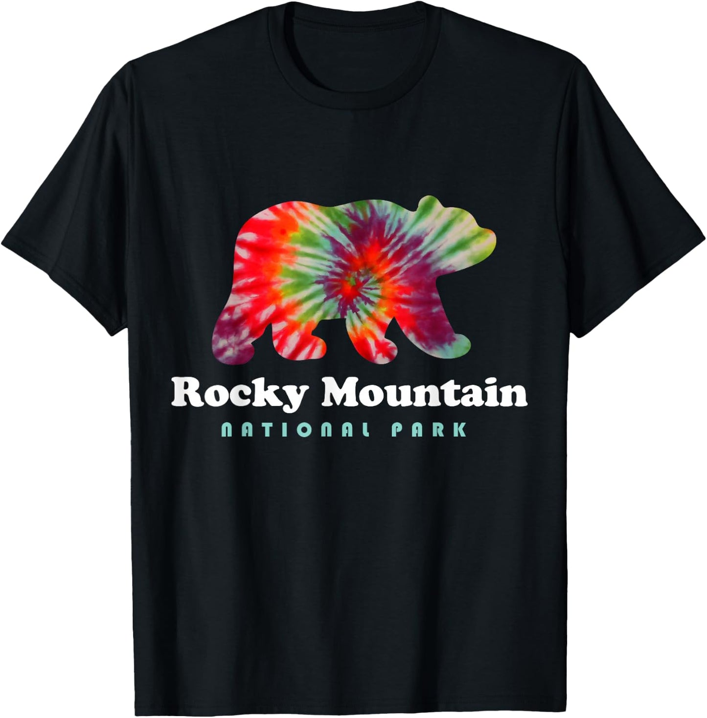 Rocky Mountain National Park Tie Dye Bear Rocky Mountains T-Shirt - T-Shirt | Black