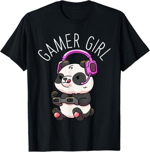 Gamer Girl Panda Gaming Pandas Video Game Women Girls Gift Small T-Shirt - T-Shirt | Black