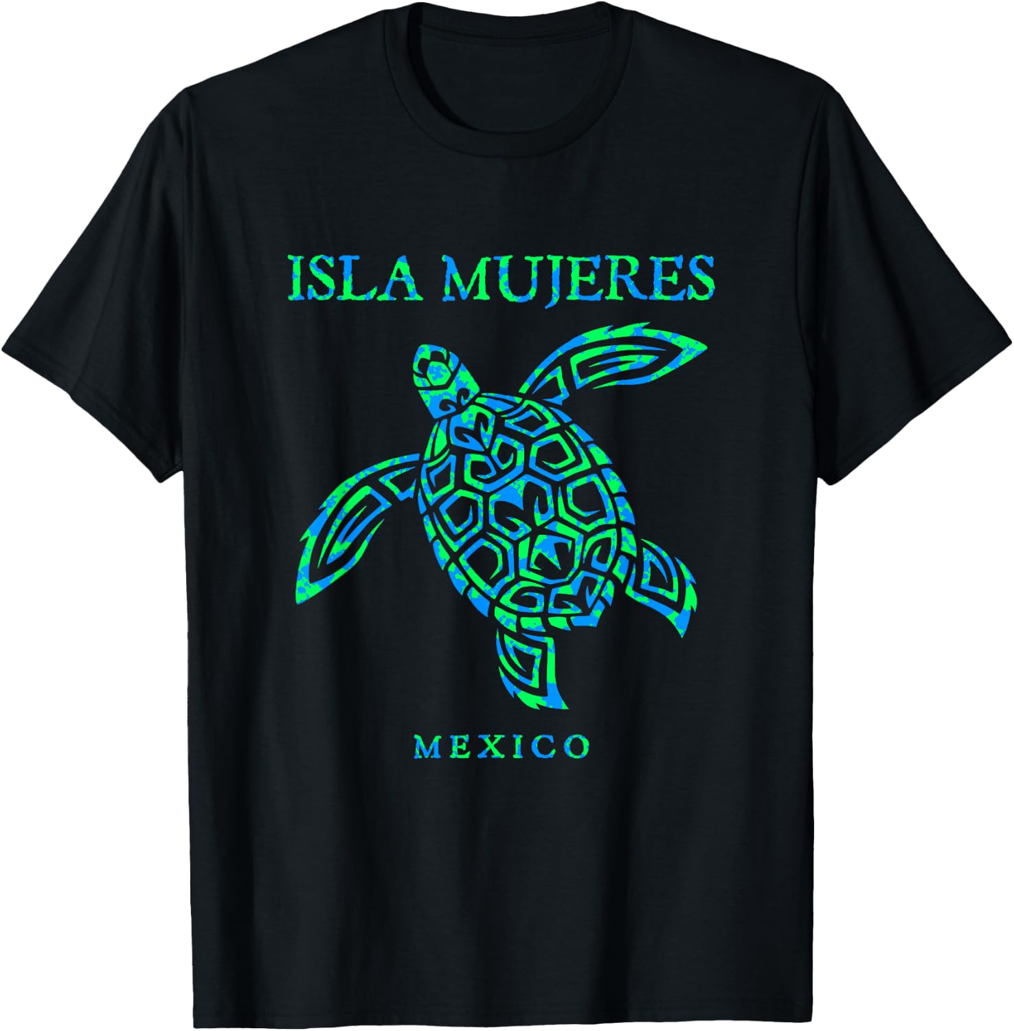 Isla Mujeres Mexico Souvenir Sea Turtle Colorful Boys Girls T-Shirt - T-Shirt | Black