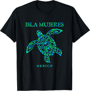 Isla Mujeres Mexico Souvenir Sea Turtle Colorful Boys Girls T-Shirt - T-Shirt | Black