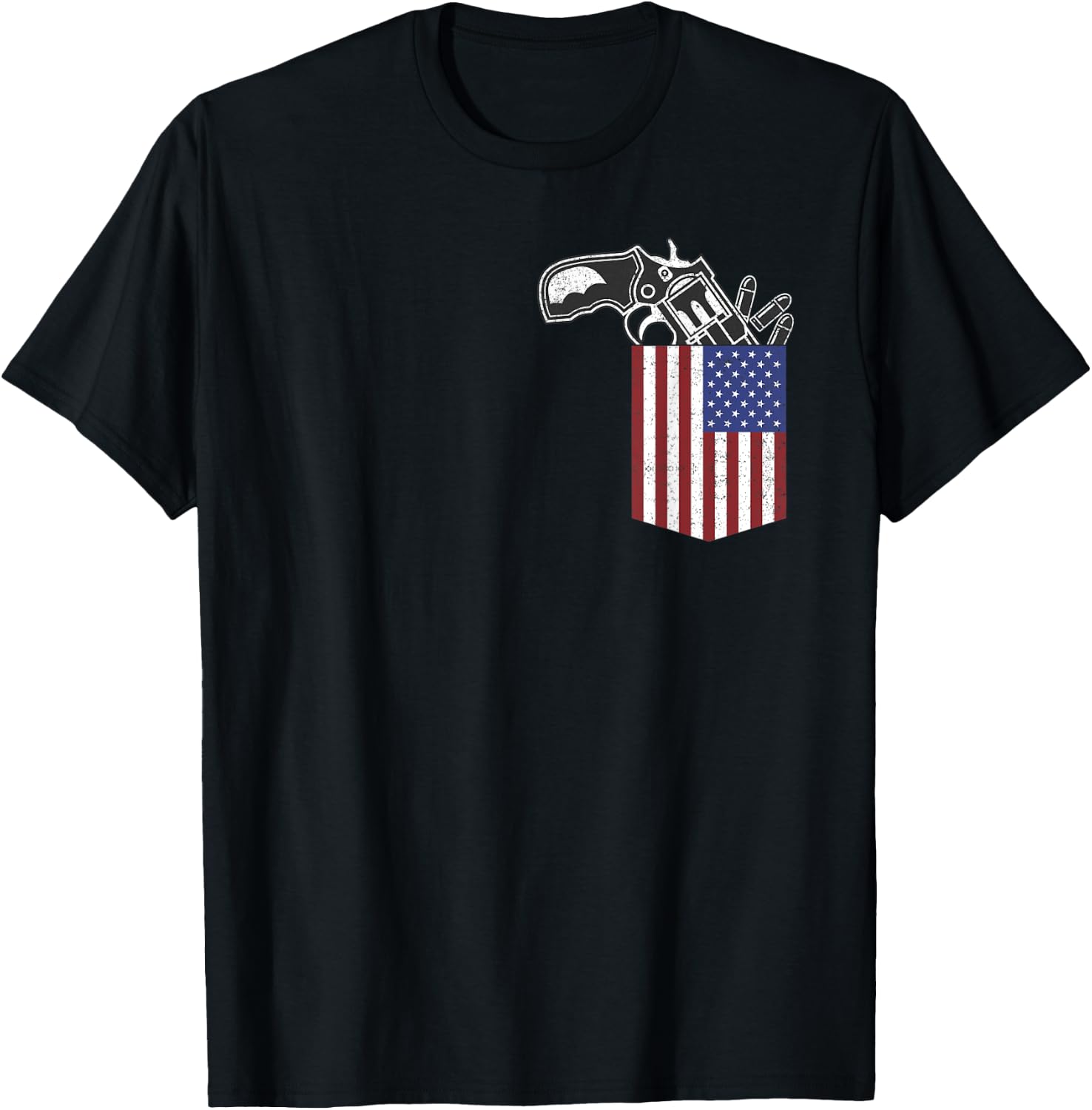 USA Chest Pocket With Gun Pistol Pocket T-Shirt - T-Shirt | Black