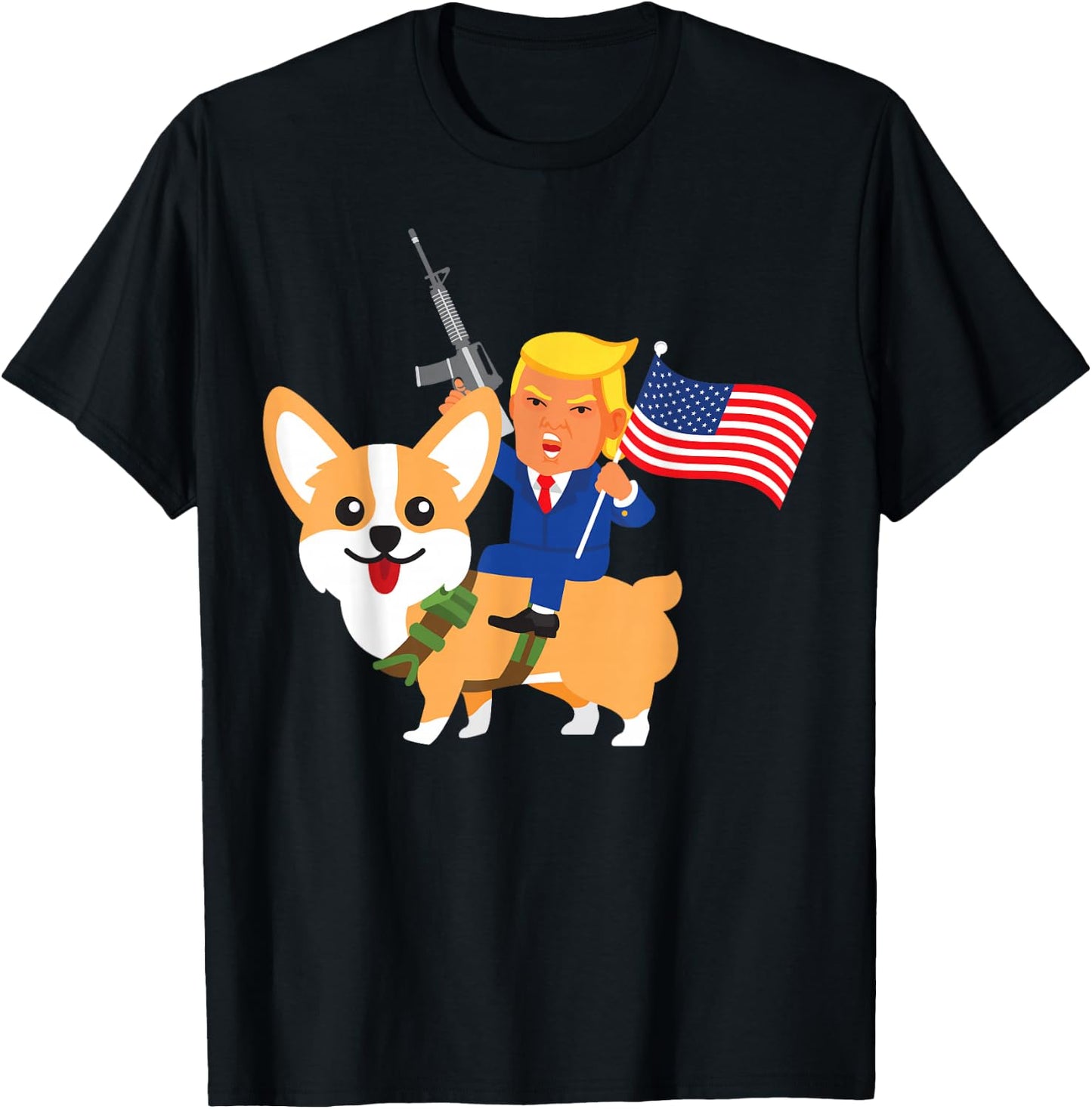 Trump Corgi Gun Merica 2020 Election Donald Dog Mom Gift Women T-Shirt - T-Shirt | Black