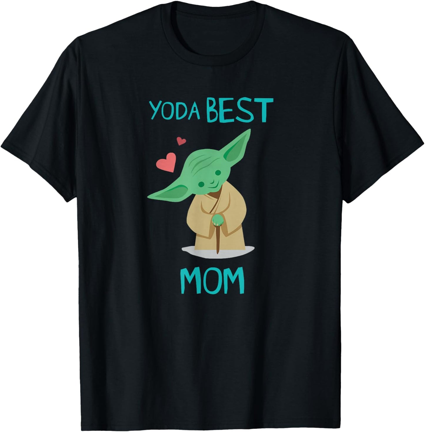 Star Wars Yoda Best Mom Hearts Mother's Day T-Shirt - T-Shirt | Black