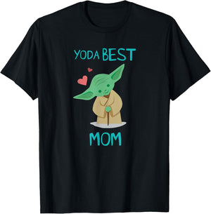 Star Wars Yoda Best Mom Hearts Mother's Day T-Shirt - T-Shirt | Black