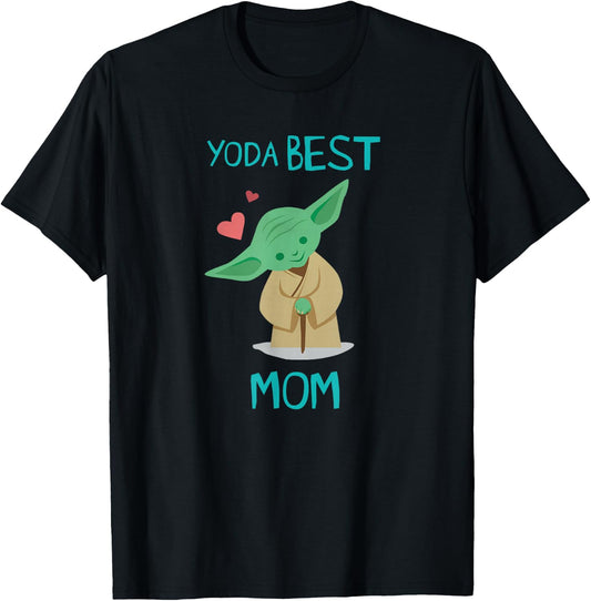 Star Wars Yoda Best Mom Hearts Mother's Day T-Shirt - T-Shirt | Black