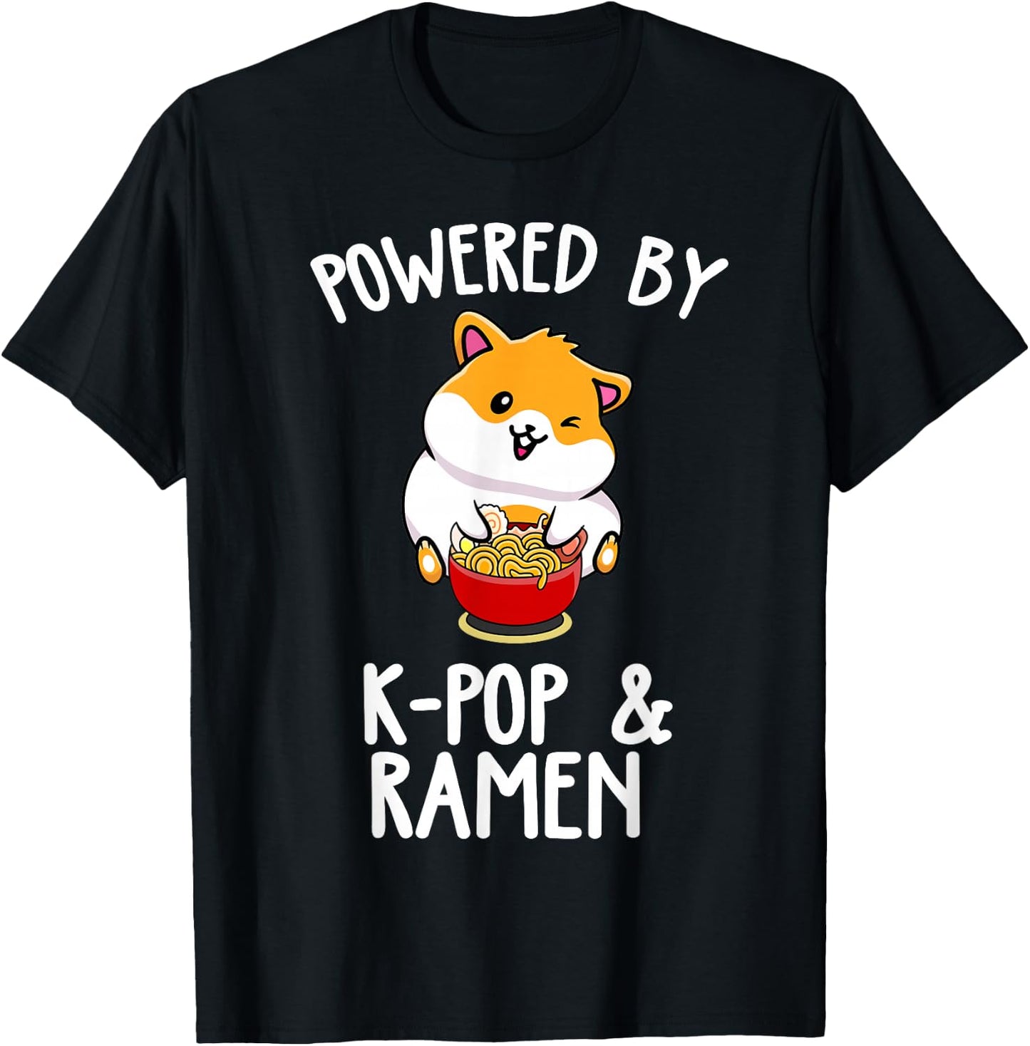 Powered by Anime & Ramen Cute Kpop Music Anime Lover T-Shirt - T-Shirt | Black