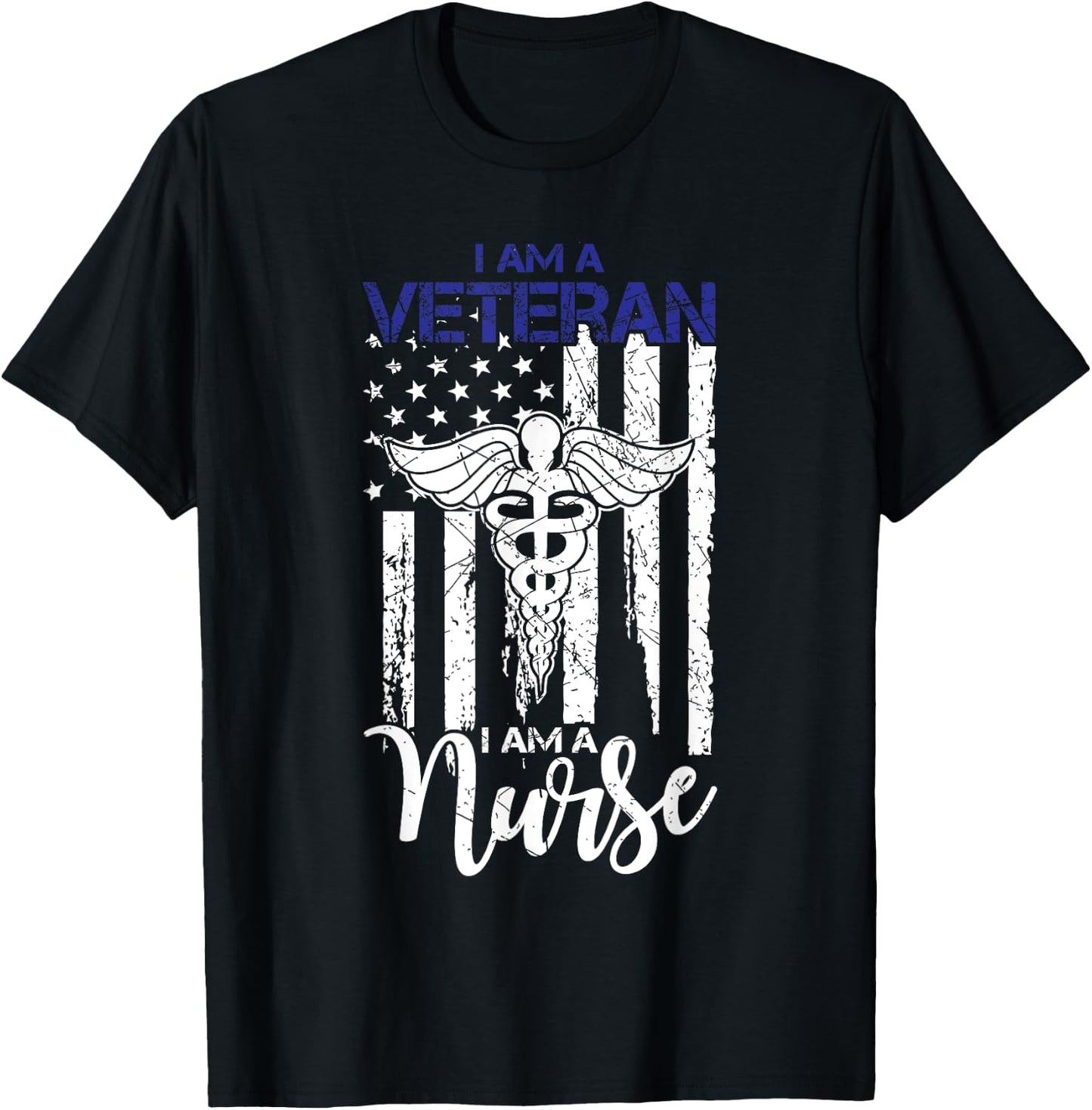 I Am A Veteran I Am A Nurse Vintage American Flag Gift Men T-Shirt - T-Shirt | Black