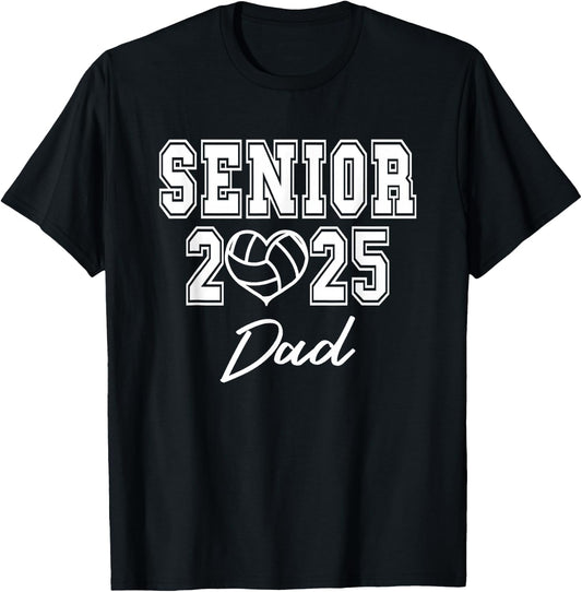 Class of 2025 Volleyball Senior Matching Family Dad T-Shirt - T-Shirt | Black