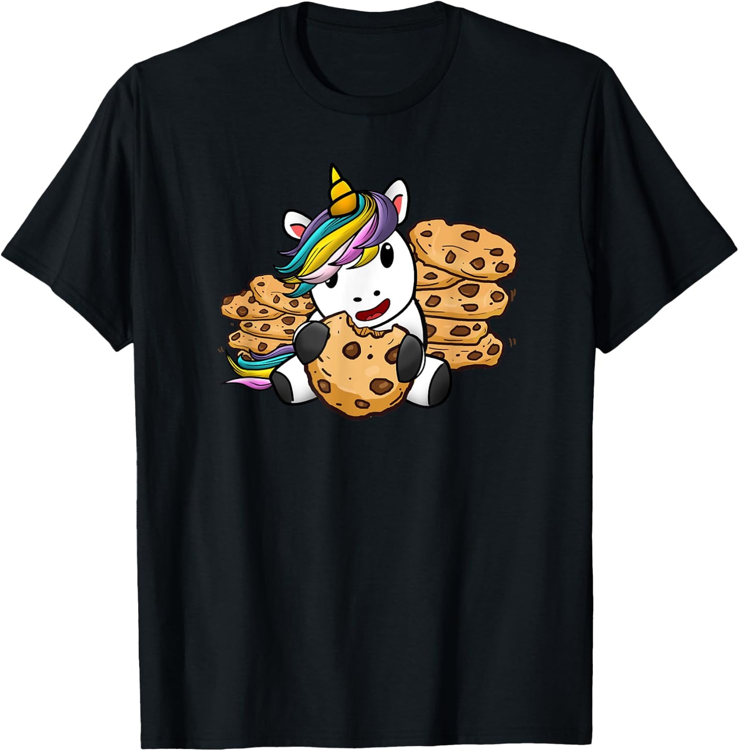 Unicorn Girl Cookies Gift Love Awesome Funny T-Shirt - T-Shirt | Black