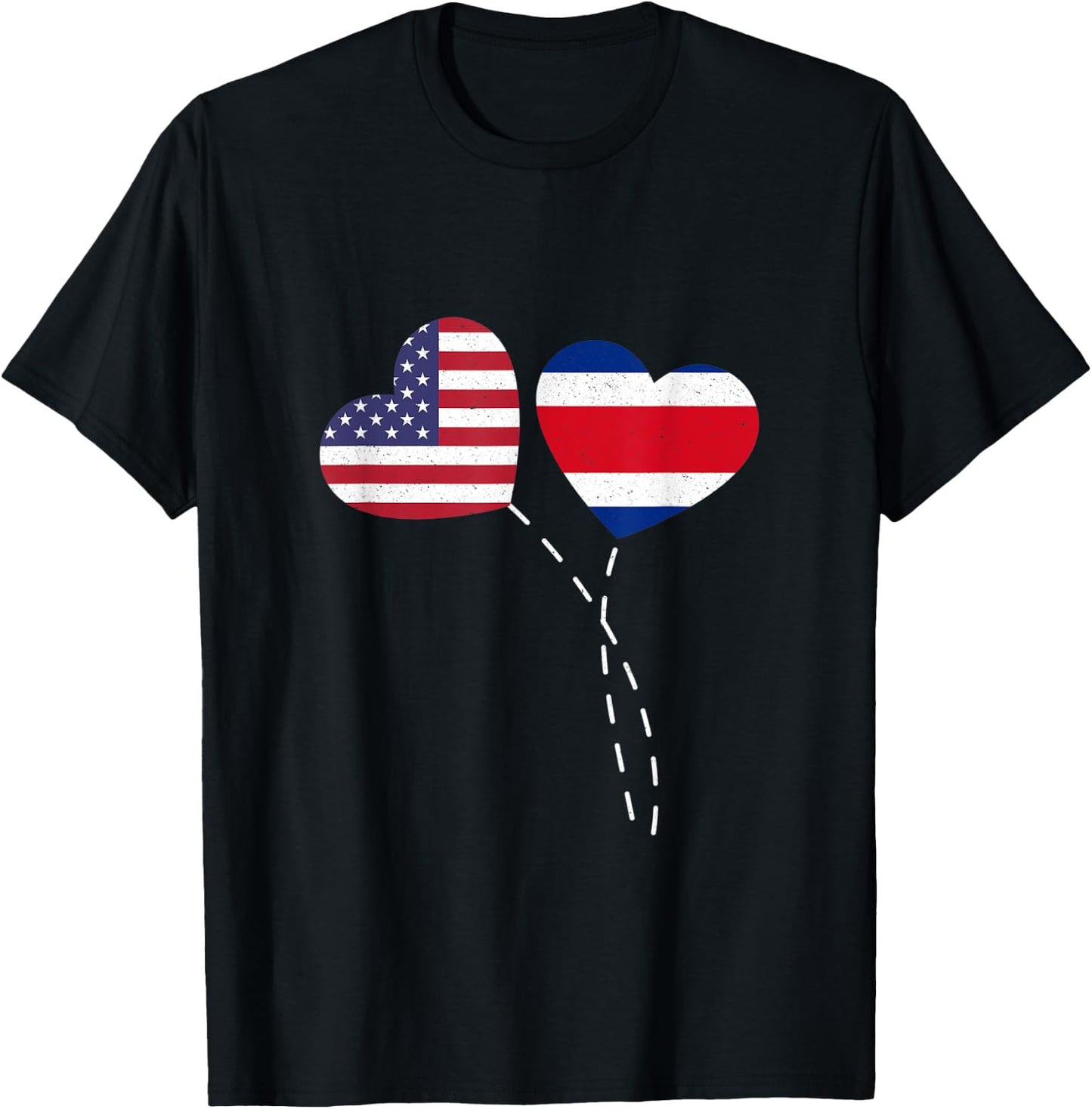 Loving USA Costa Rica Flag Heart Costa Rican Americans Love T-Shirt - T-Shirt | Black