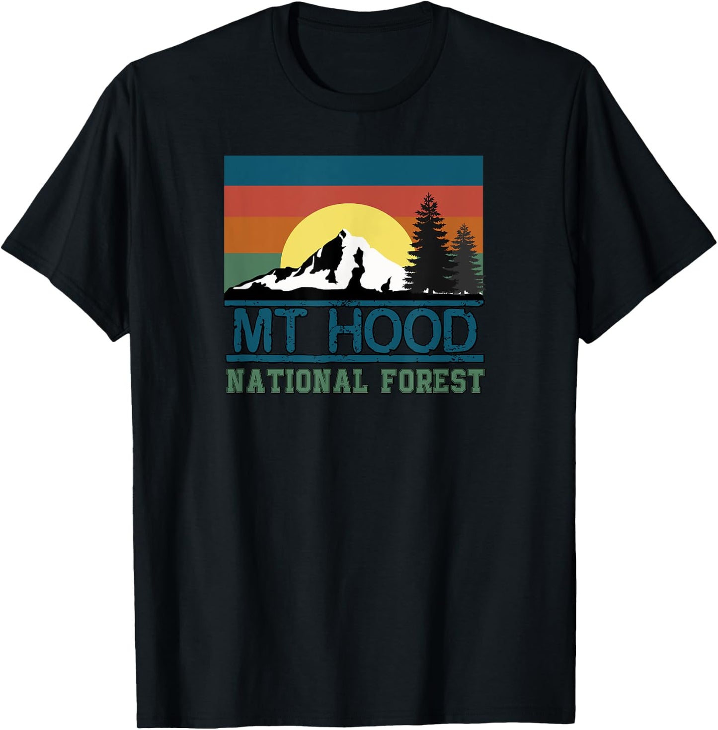 Mt Hood Oregon National Forest Trees Retro Women Kid T-Shirt - T-Shirt | Black