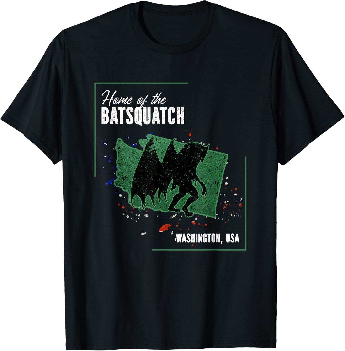 Washington - Cryptids Home of the Batsquatch T-Shirt - T-Shirt | Black