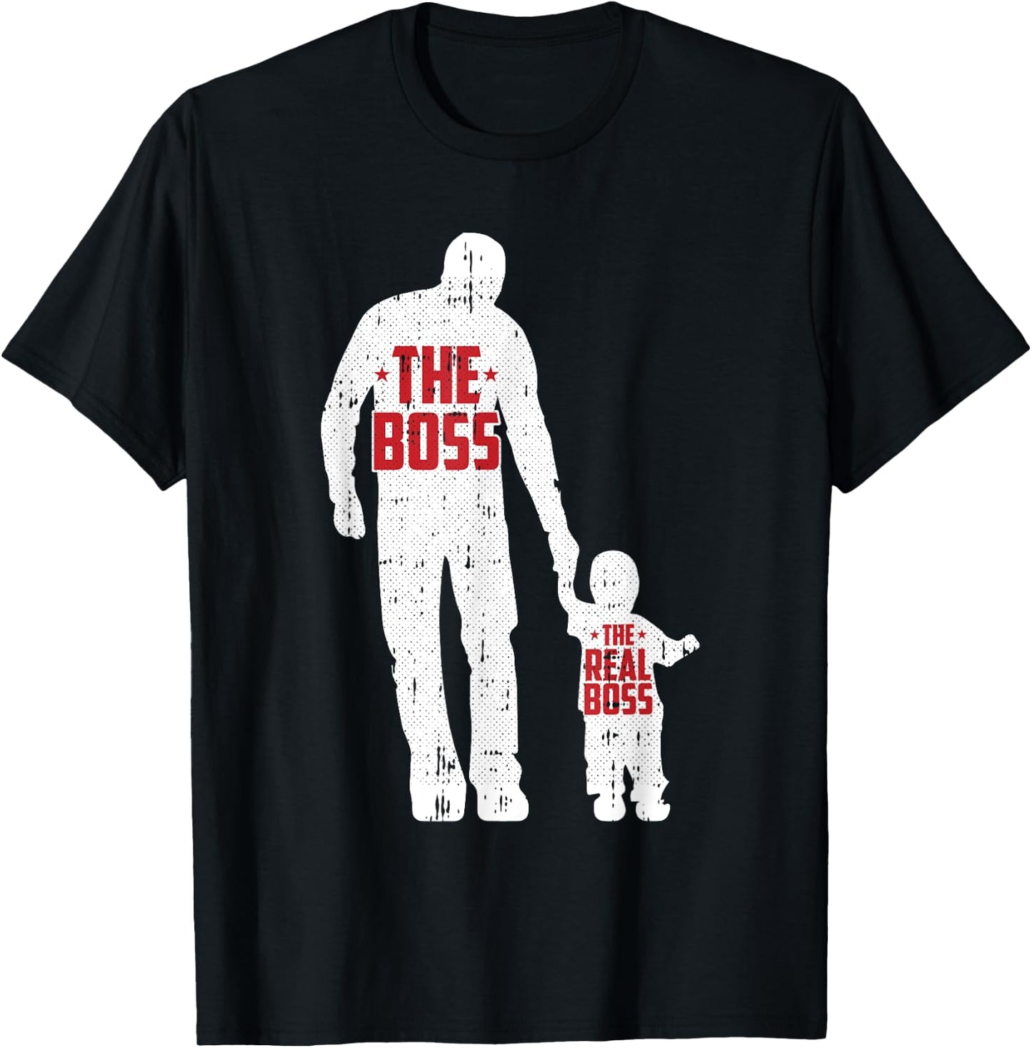 The Boss The Real Boss Fathers Day Dad Son Daughter Matching T-Shirt - T-Shirt | Black
