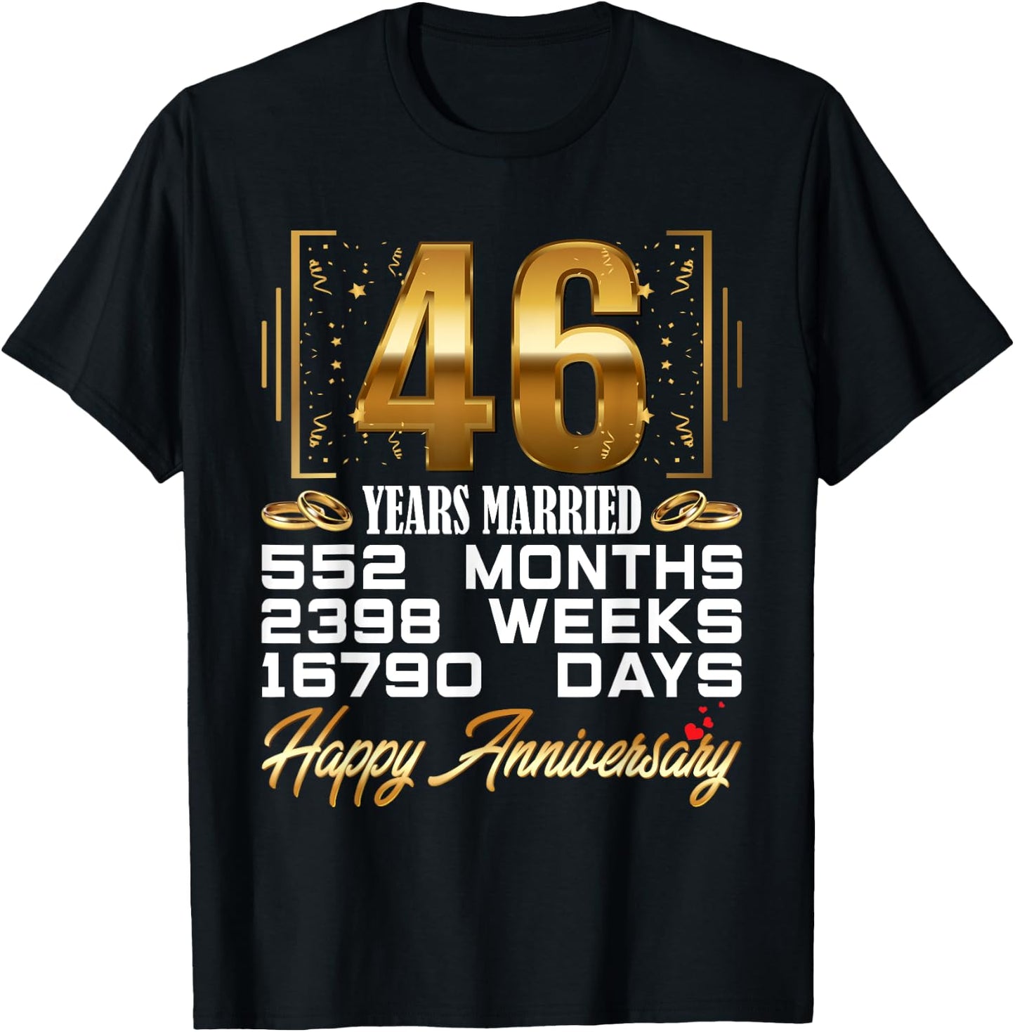 46 Years Married - Funny 46th Wedding Anniversary T-Shirt - T-Shirt | Black