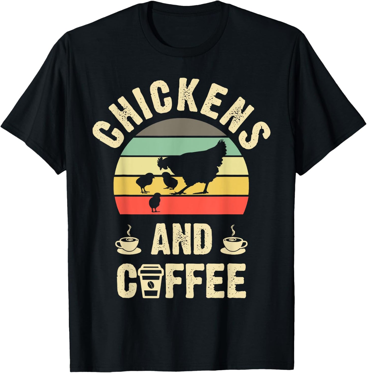 I like Chickens & Coffee Funny vintage Pet theme lover T-Shirt - T-Shirt | Black