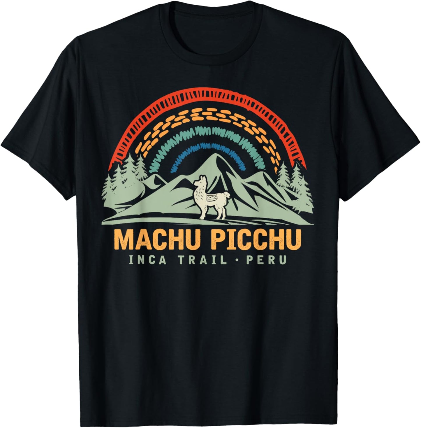 Machu Picchu Retro Llama - Cuzco Peru - Peru Inca Trail T-Shirt - T-Shirt | Black